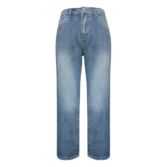 Women's Cropped Denim Pants with Relaxed Waist and Wide Legs