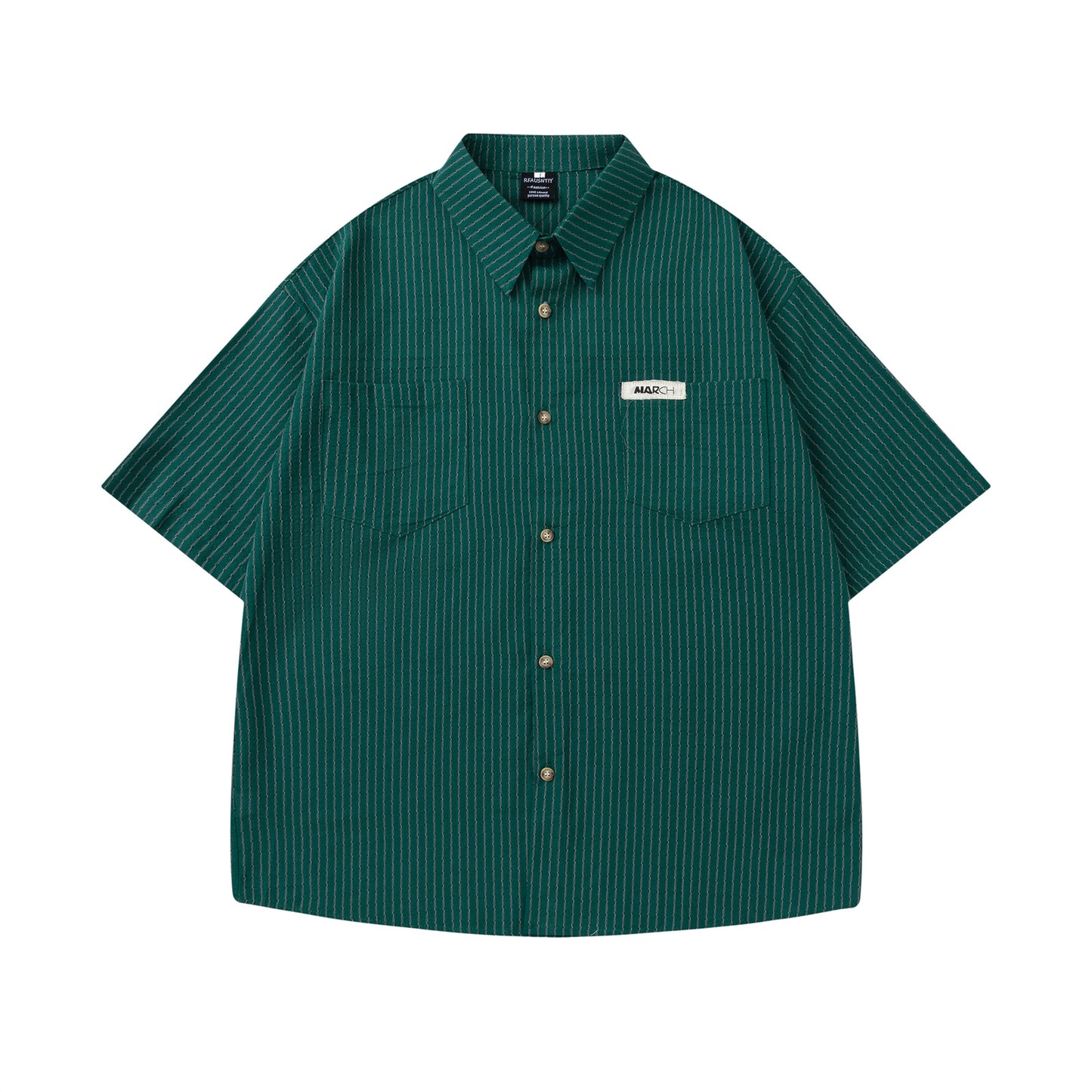 Simple Pocket Striped Short Sleeve Shirt