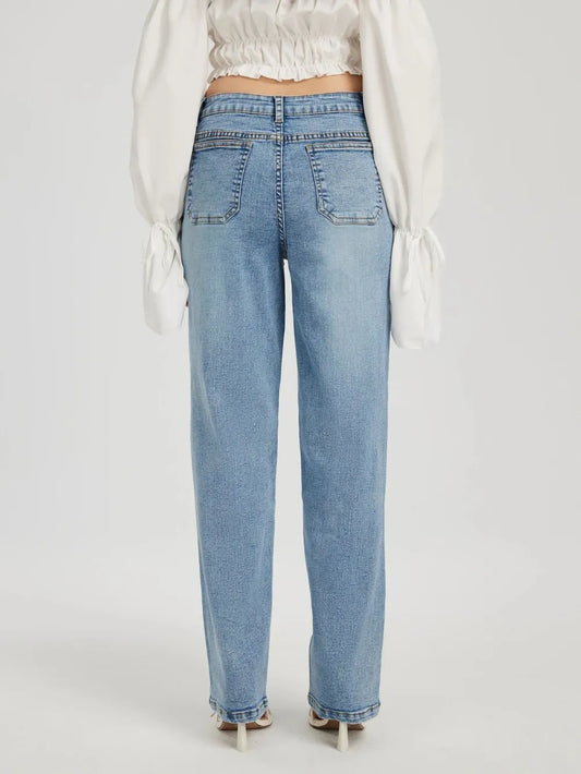 Women's High-Waisted Straight Leg Cowboy Pants - Easy to Wear