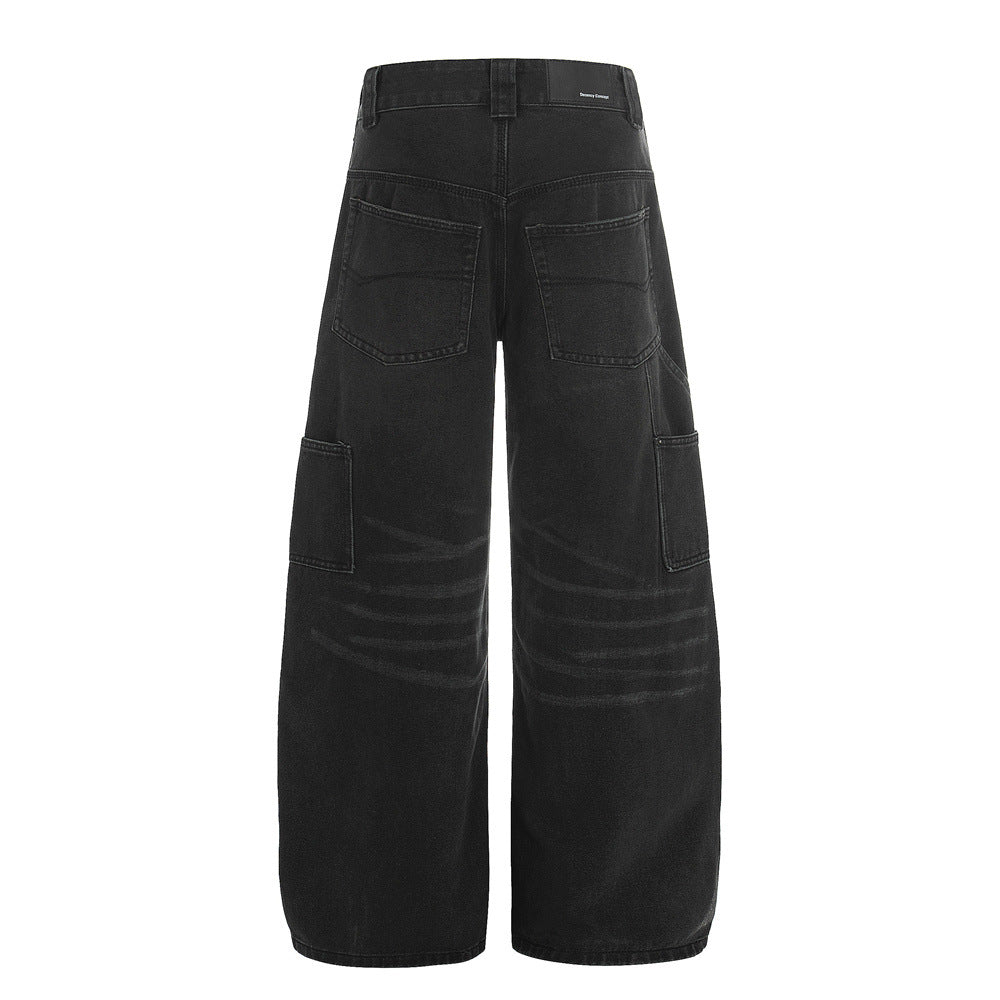 Men's Wide Leg Denim Rivet Style Jeans