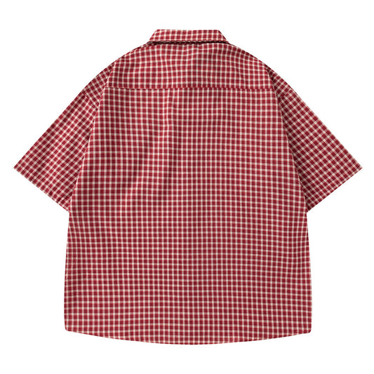 Short Sleeve Shirt and Tie Loose Fit Blouse