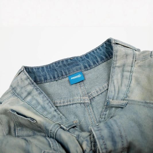 High-Street Unique Design Denim Long Pants