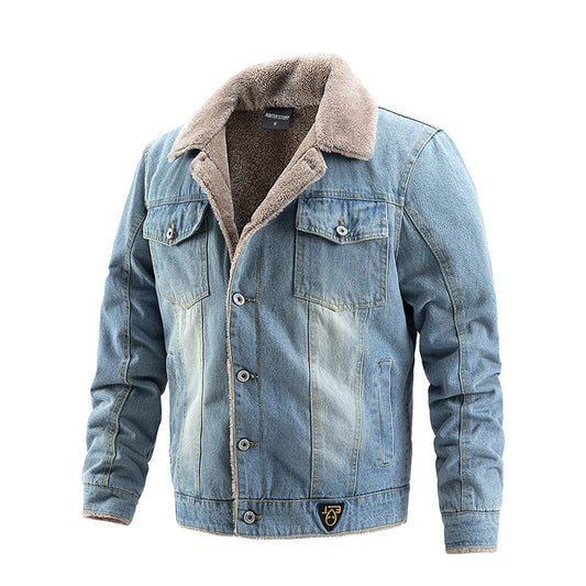 Men's Denim Coat - Casual Plush Jacket