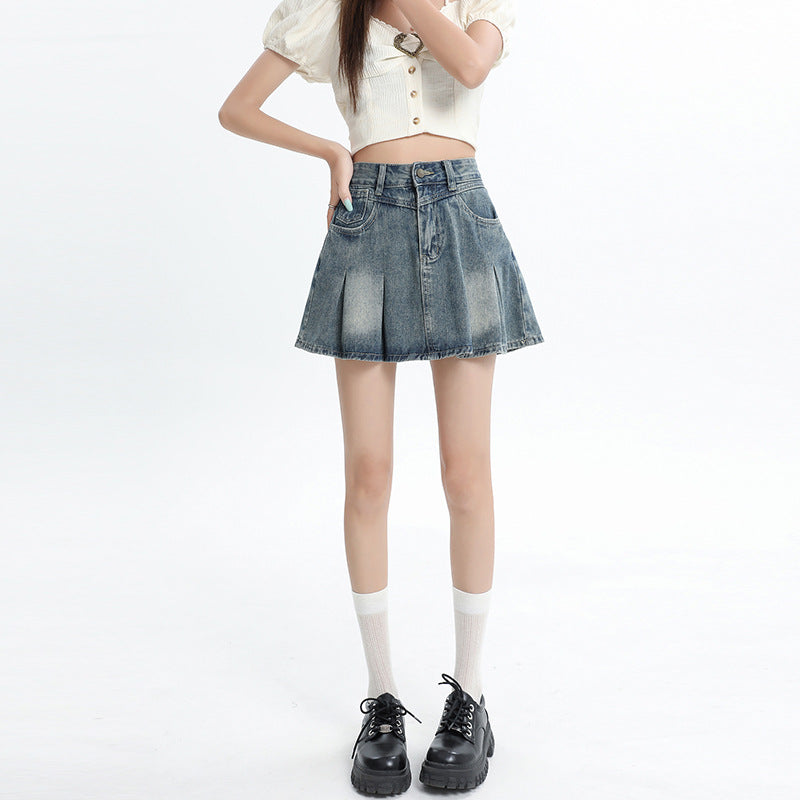 Light High-Waisted A-Line Denim Skirt for Women