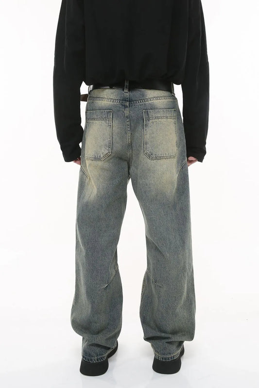 Wide Leg Men's Jeans with Pockets – Air Force Blue & Dark Gray