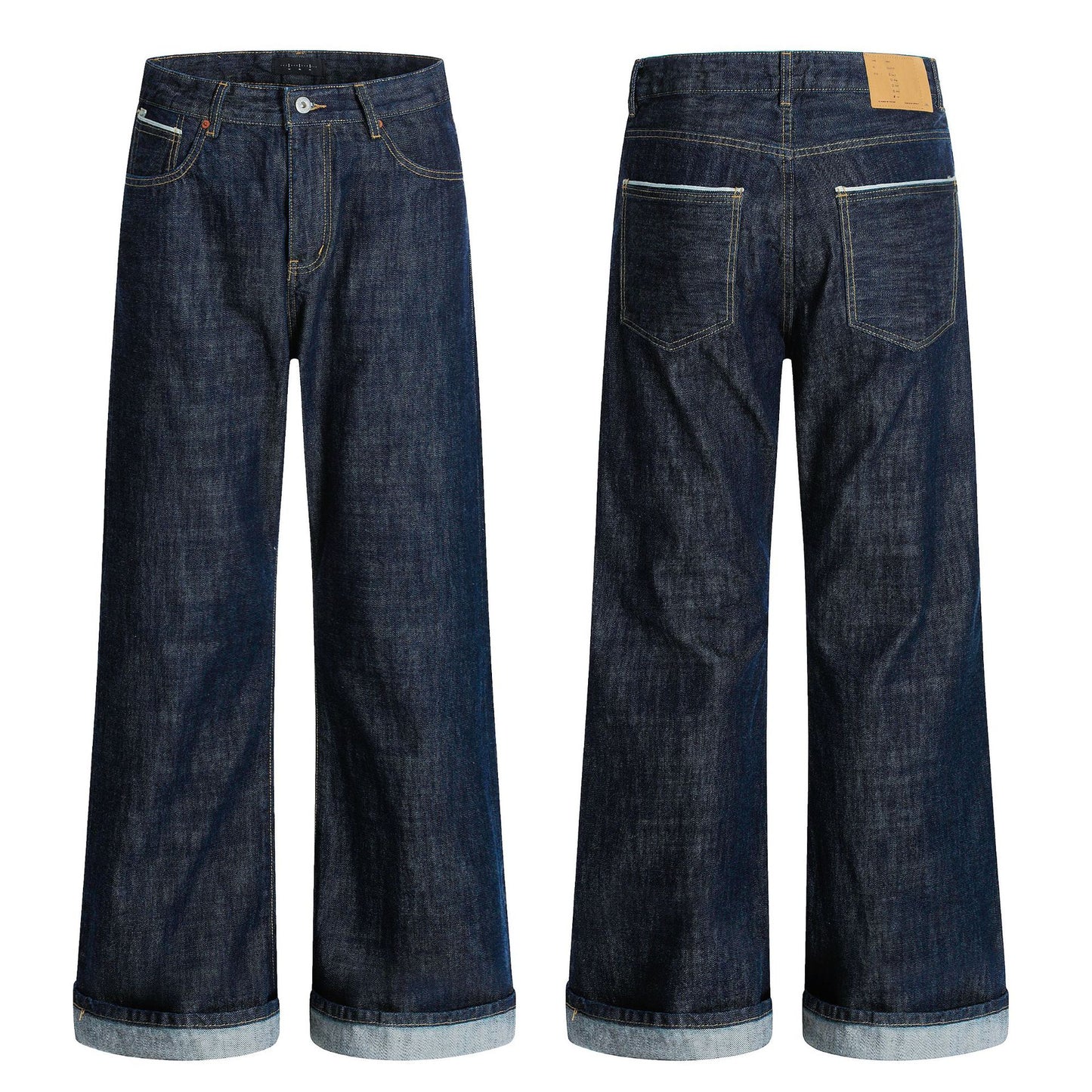 Original Denim Blue Jeans for Men and Women - Vintage Washed Loose Fit Wide Leg Straight Trousers