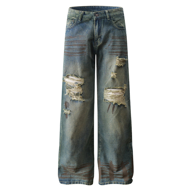 Men's Vintage Washed Wide Leg Beggars Trousers