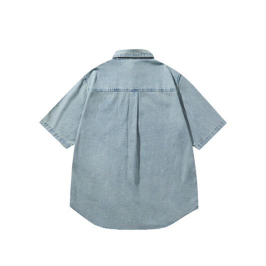 Embroidered Washed Denim Shirt