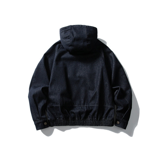 Unisex Washed Hooded Denim Jacket - Casual Style