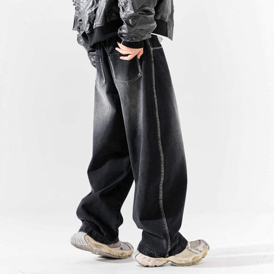 Unique Design Washed Denim Long Pants