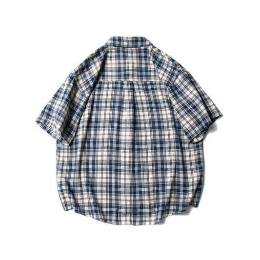 Loose Plaid Casual Shirt with Patch Pocket Design for Men