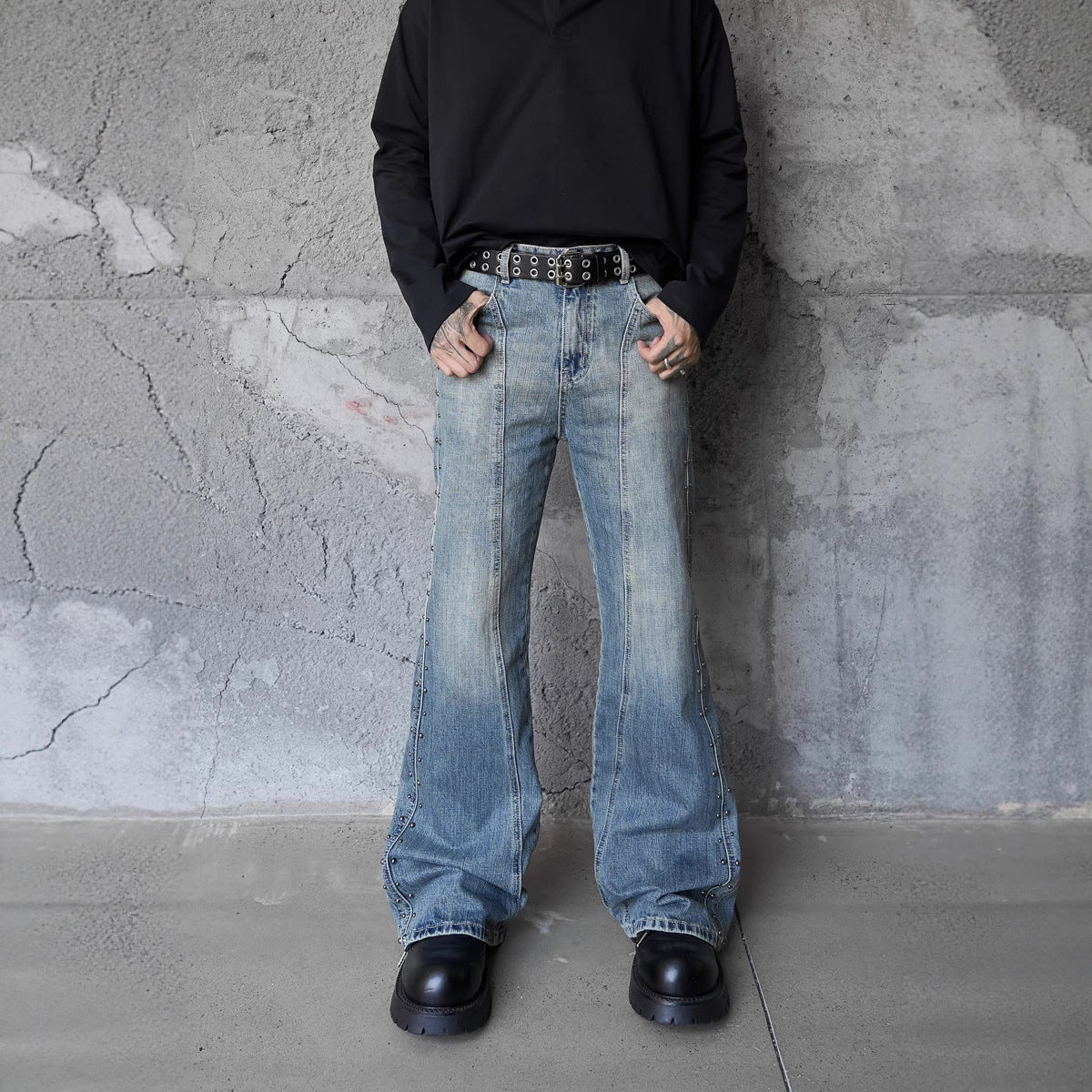 Vintage Deconstructed Patchwork Denim Pants for Men and Women