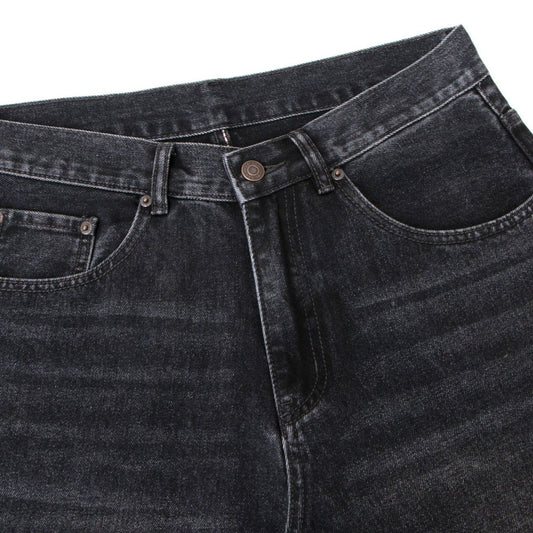 Slightly Flared Washed Denim Long Pants