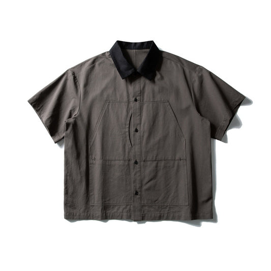 Color Collision Deconstruction Splicing Loose Workwear Shirt for Men