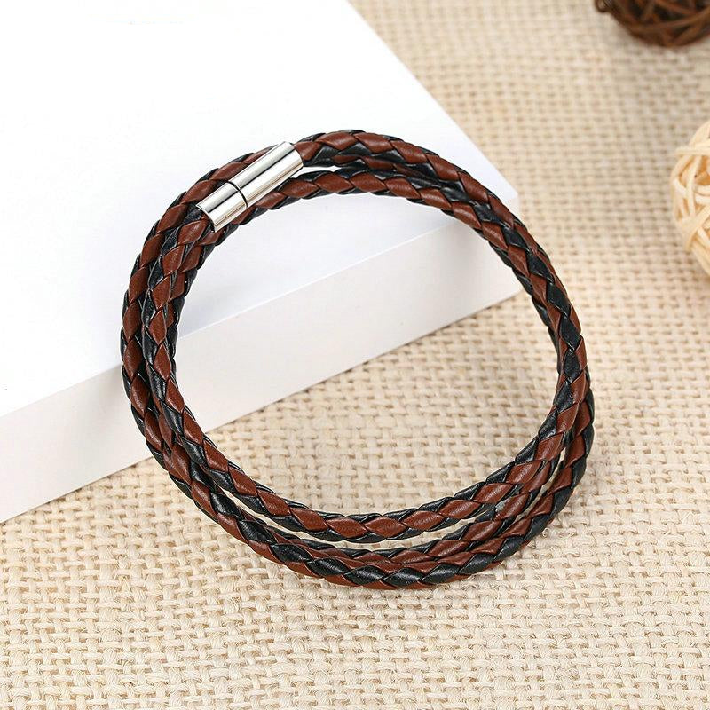 Men's Leather Bracelet with Magnet Clasp