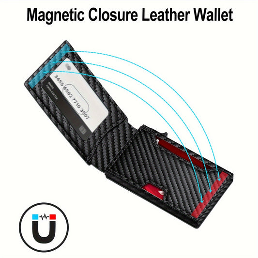 Carbon Fiber Patterned Men's Wallet - Anti-Theft, Two-Fold Design