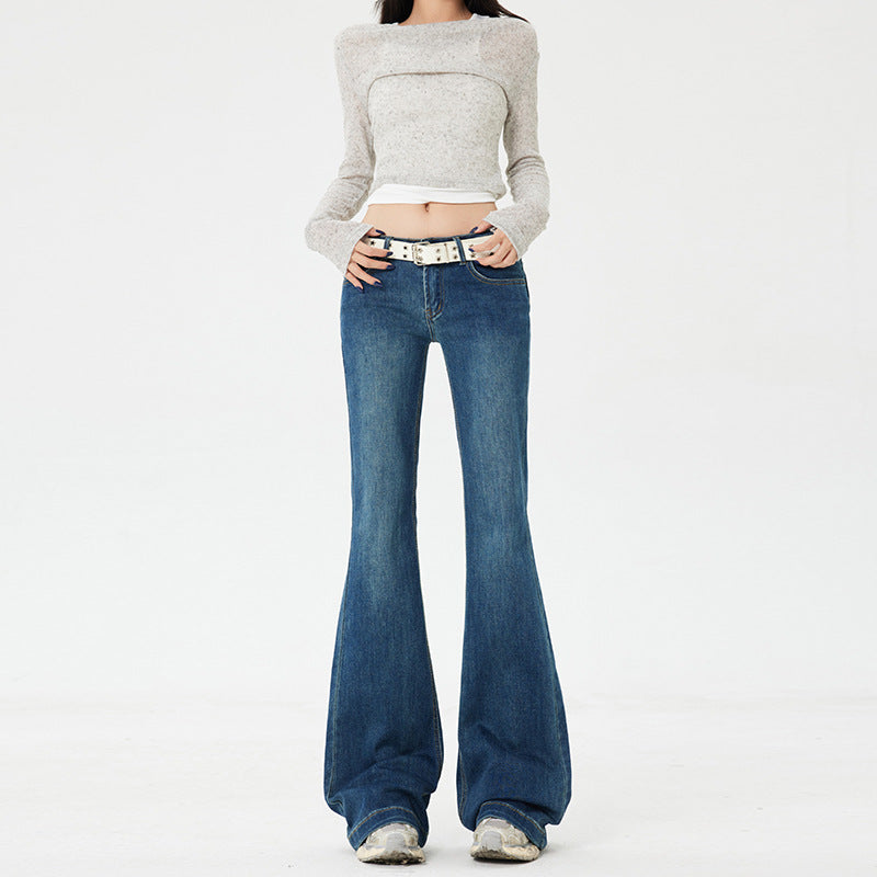 Spicy Girl Flared Jeans - Women Low Waist Slim Fit Elasticity Leggings