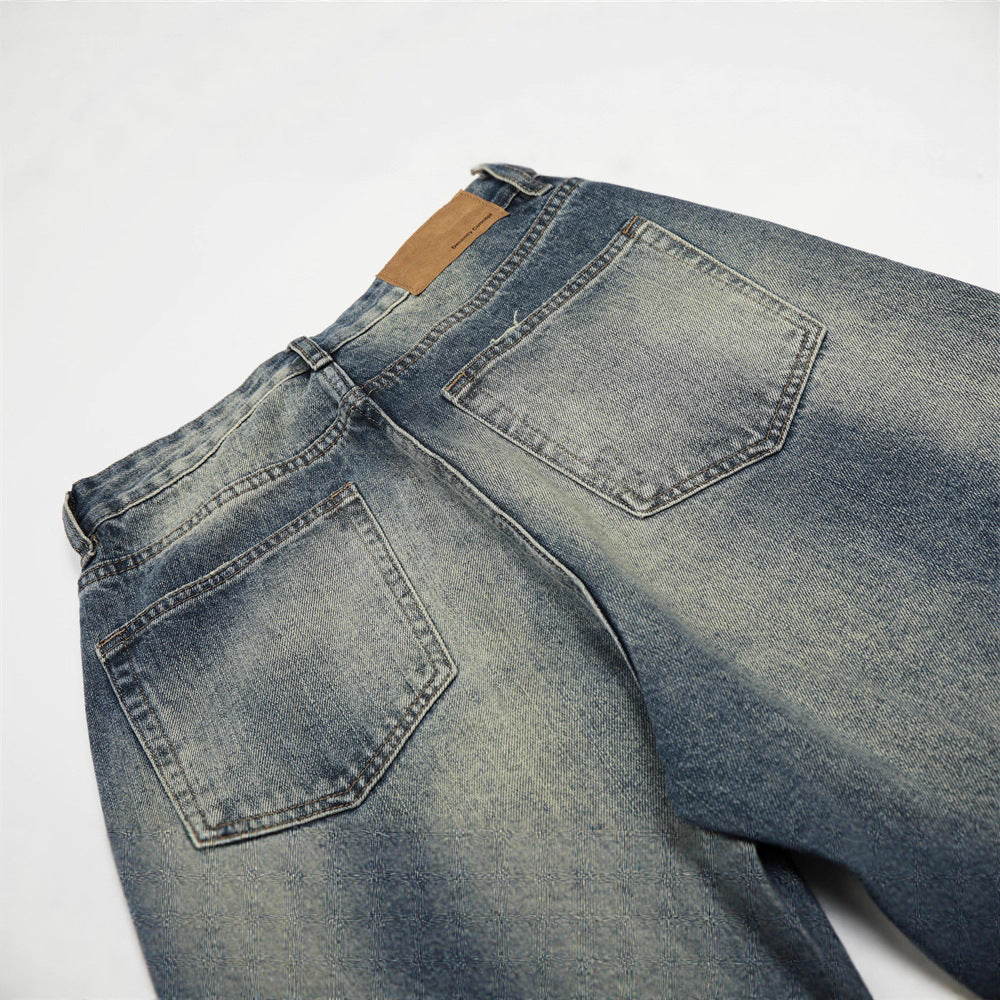Men's Denim Jeans - Ripped Loose Fit Straight Leg Pants