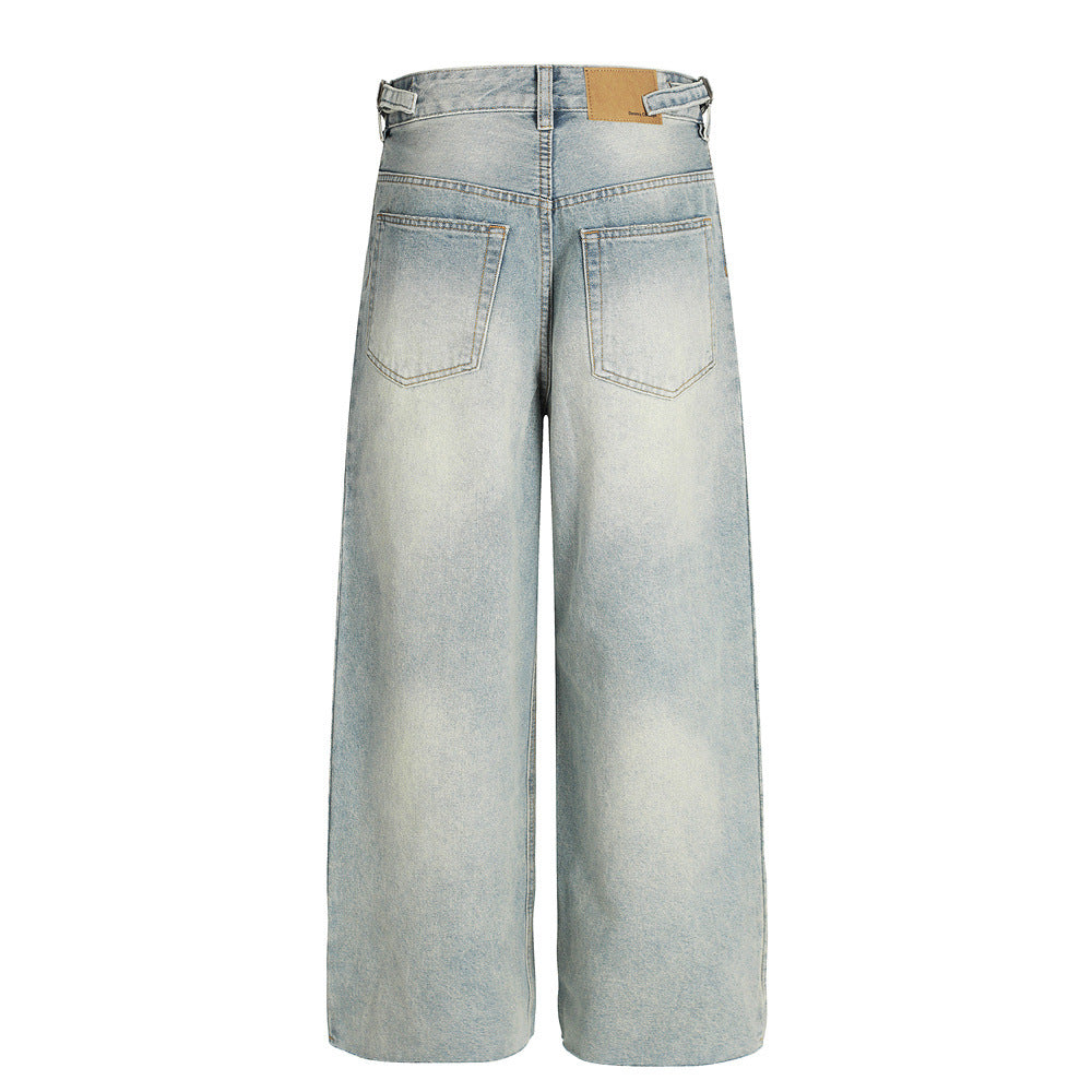 Men's Denim Jeans with Distressed Fun Print, Casual Loose Fit, Versatile Pants for Men