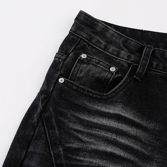 Men's Washed Denim Loose Straight Leg Trousers