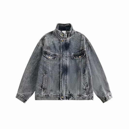 Retro Distressed Blue Denim Jacket