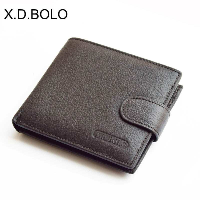 Men's Genuine Cow Leather Wallet with Coin Pocket - Premium Leather Money Bag