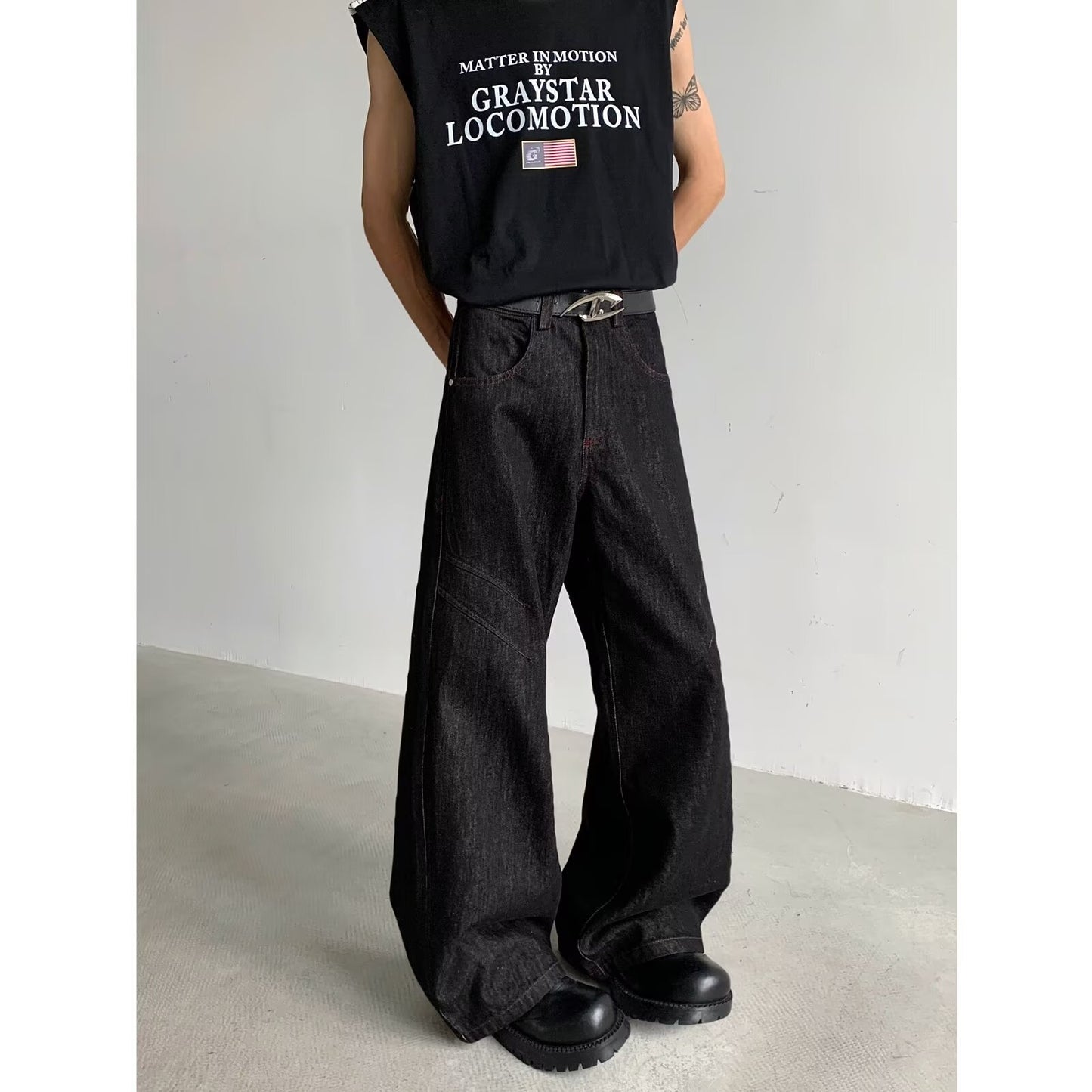 Vintage Wide Leg Curved Jeans for Summer