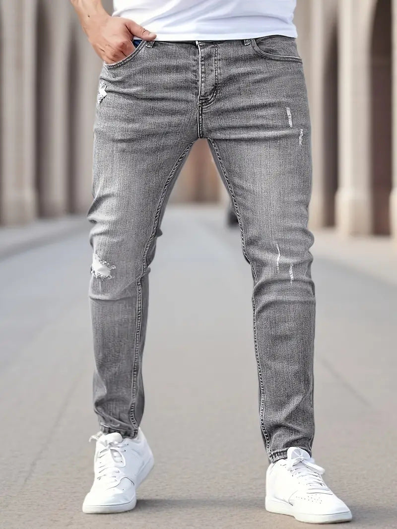 Men's American Style Elastic Skinny Jeans - Tight Fit Denim Pants
