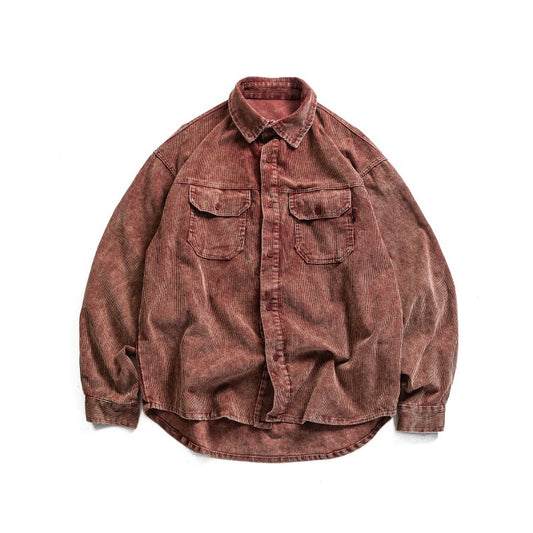 Corduroy Patch Pocket Loose Long Sleeve Shirt for Men