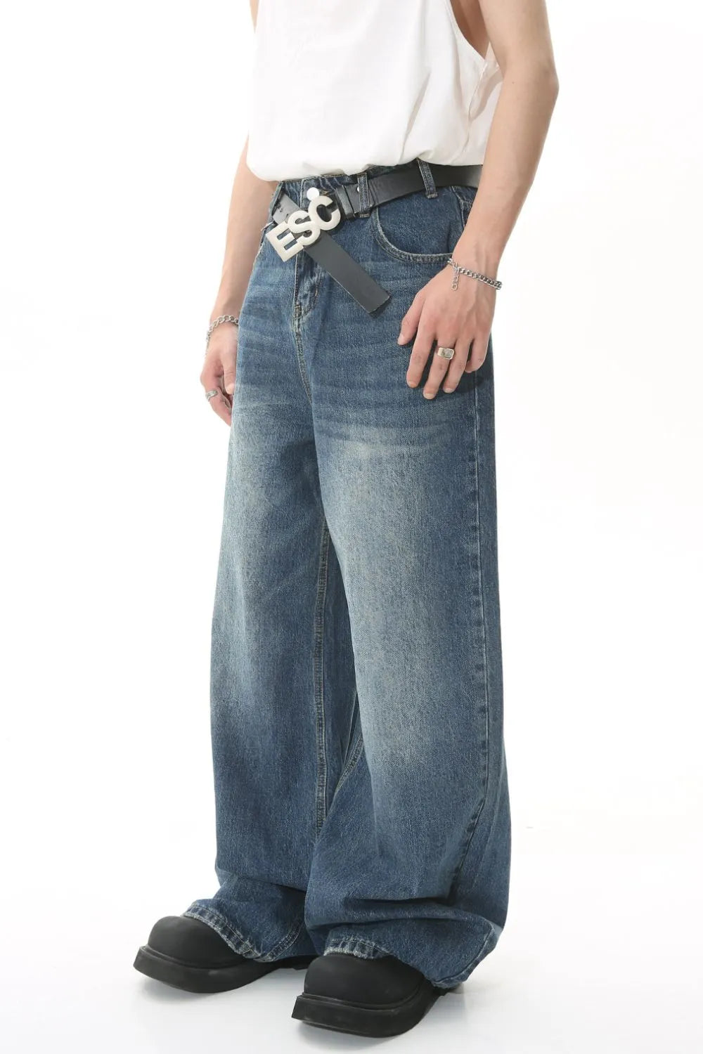 Premium Wide Leg Jeans with Pockets - Japanese Denim