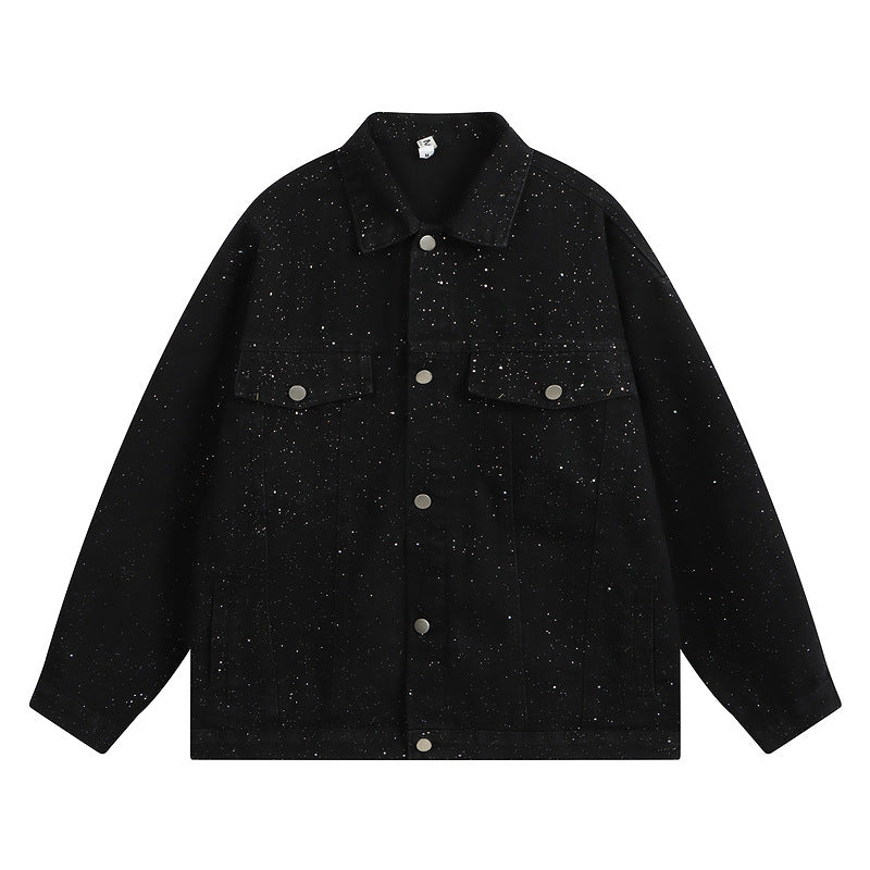 Distressed Sequin Design Denim Jacket