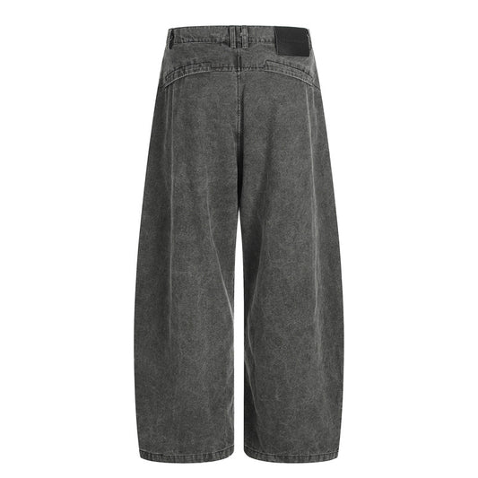 Washed Black Grey Workwear Denim Pants