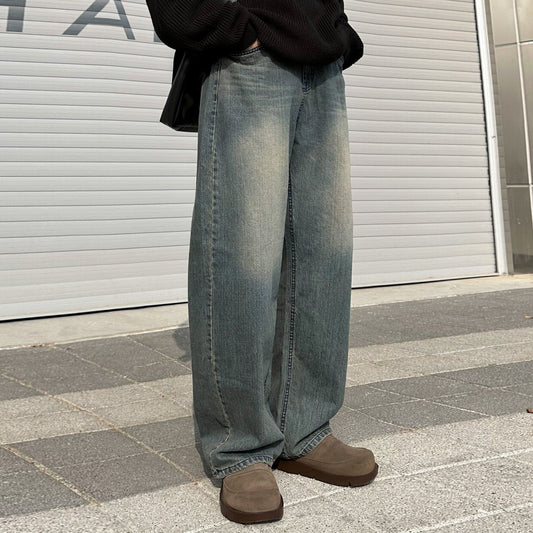 Drape Straight Leg Jeans for Men - Loose Casual Wide Leg Vintage Style Pants