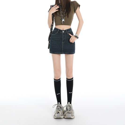 High Waist Slimming Denim Mini Skirt for Women