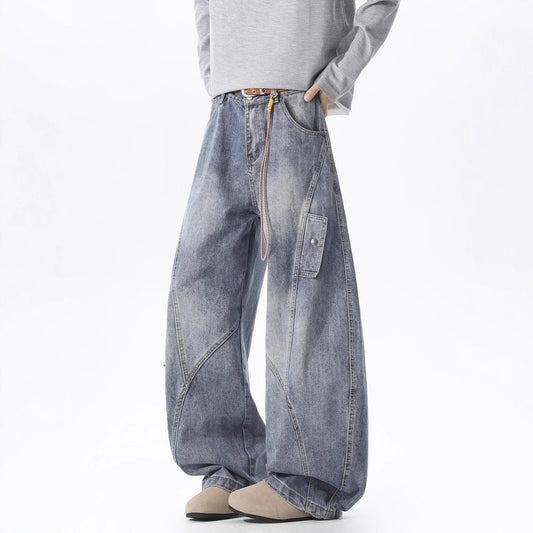 Deconstructed Oversized Pocket Cargo Jeans - Shape Casual Wide-Leg Pants