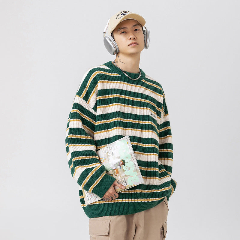 Color Blocked Round Neck Sweater for Men