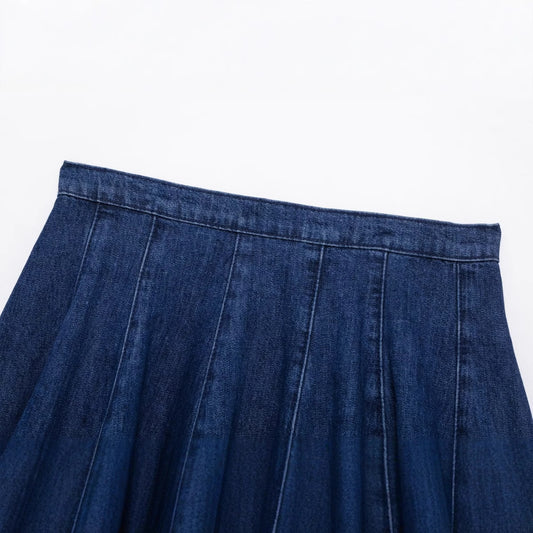 Vintage Zipper Denim Mini Puffy Skirt for Women