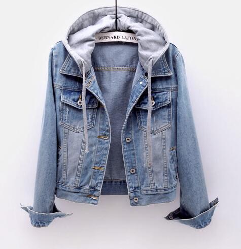 5XL Plus Size Women's Denim Jacket with Hoodie - Vintage Boyfriend Style Outerwear