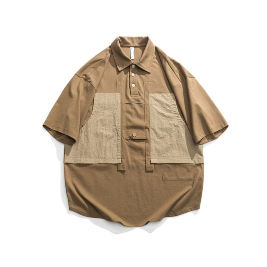 Splicing Fake Two Short Sleeved Polo Shirts with a Collar for Men