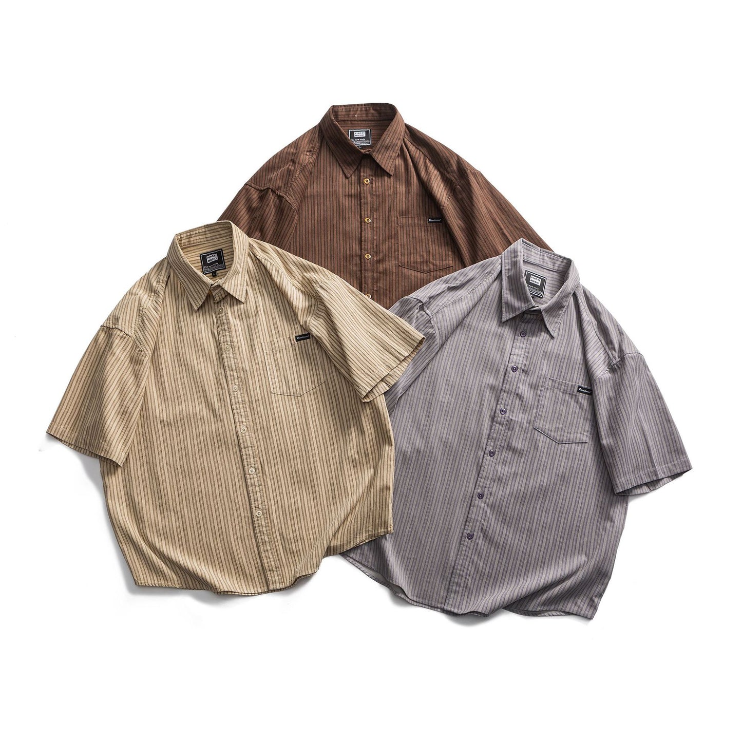 Loose Casual Striped Short Sleeved Shirt for Men