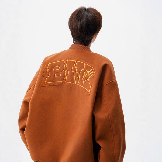 Embroidered Wool Varsity Bomber Jacket - Vintage Flight Jacket