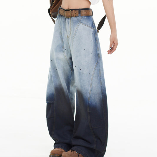 Gradient Splash Ink Wide Leg Jeans