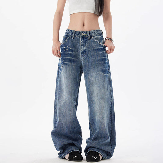 Rivet Wide Leg Jeans for Women - Slimming Loose Straight Jeans