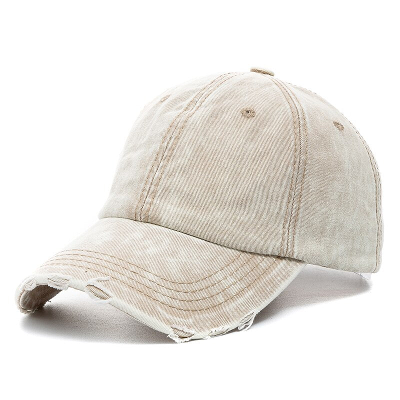 High-Quality Unisex Washed Cotton Baseball Cap - Adjustable Denim Hat for Casual Outdoor Fashion