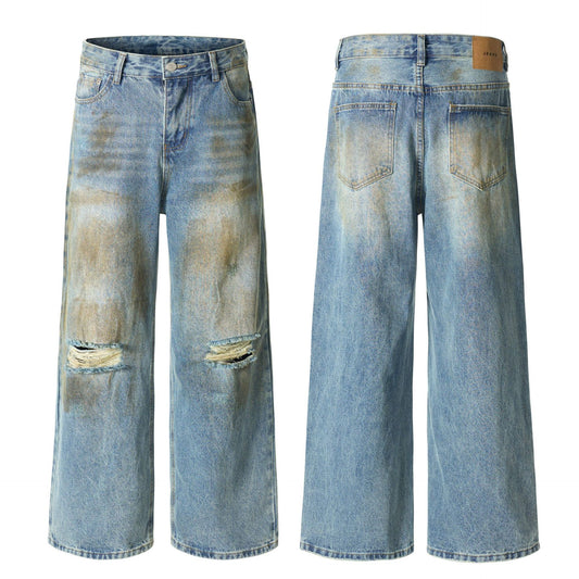 Retro Simple Loose Washed Design Jeans