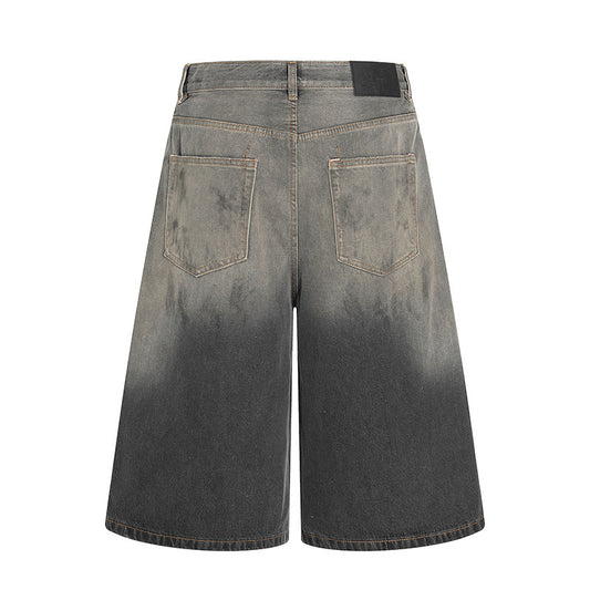 Black and Gray Straight Leg Washed Denim Jeans for Cleaning
