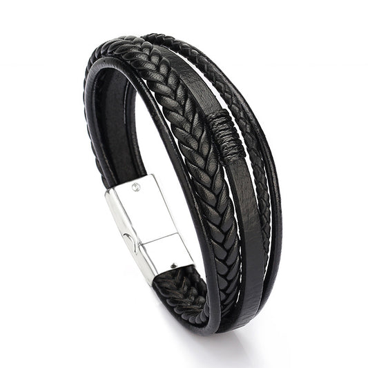 Jewelry Leather Rope Hand Woven Bracelet Men