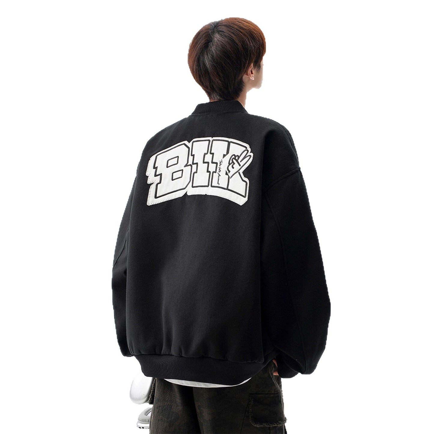 Embroidered Wool Varsity Bomber Jacket - Vintage Flight Jacket