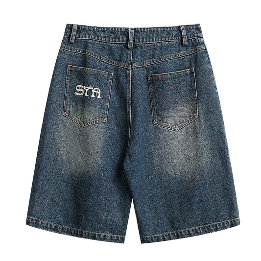 Men's Retro Deconstructed Denim Shorts - Casual Loose Fit