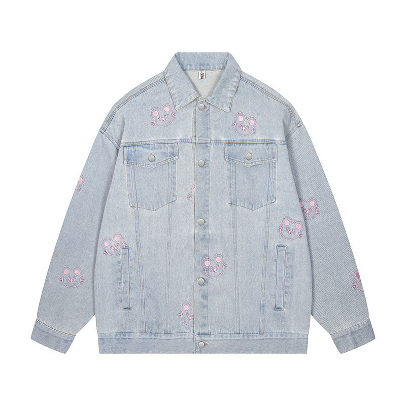 Stylish Embroidered Denim Jacket for Kittens